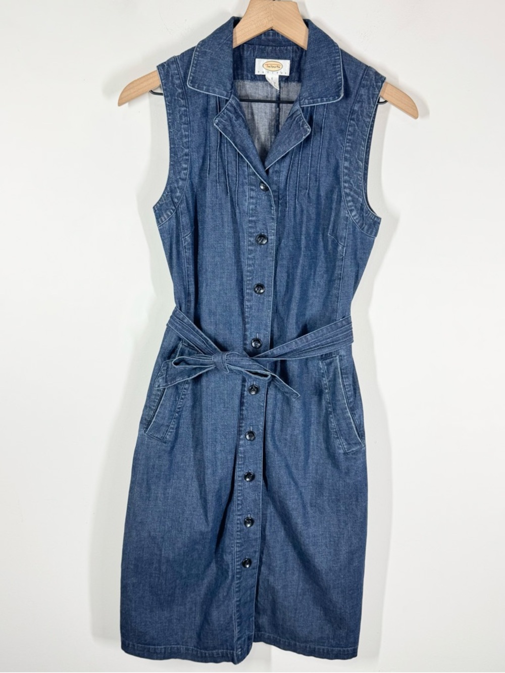 Talbots Sleeveless Denim Button Down Shift Dress Size 6P CBK Preppy Heritage
